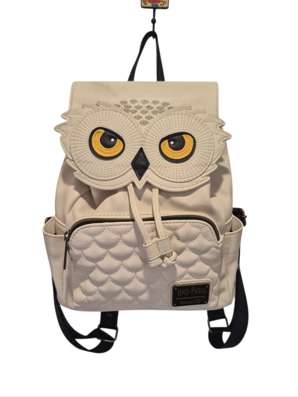 Harry Potter Loungefly Hedwig The Owl Mini White & Black Backpack 10”H X 9”